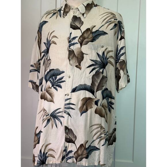 Croft & Barrow Hawaiian Shirt - Brown Tan - Men's 3X - Picture 2 of 7